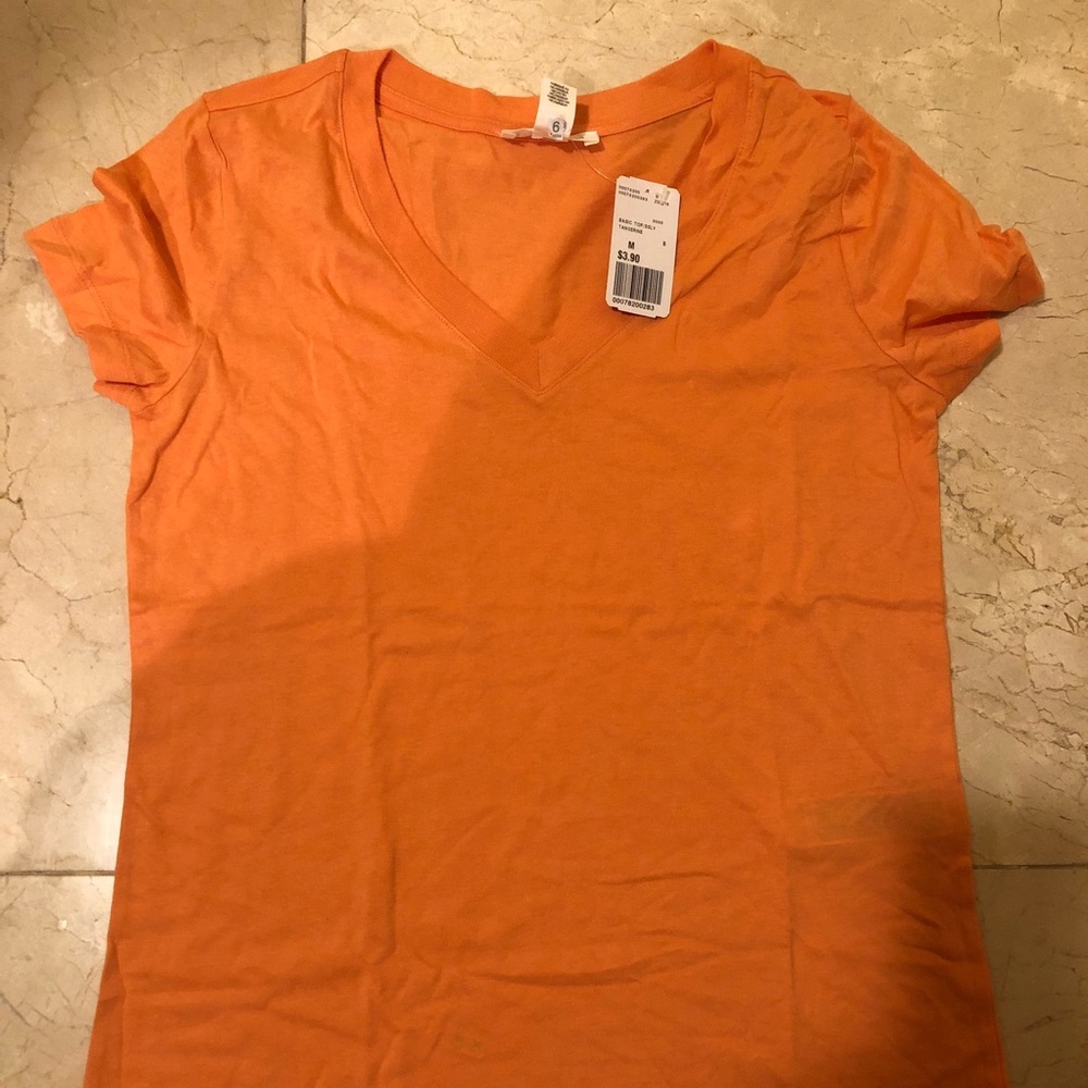 Orange Forever 21 V-Neck Medium